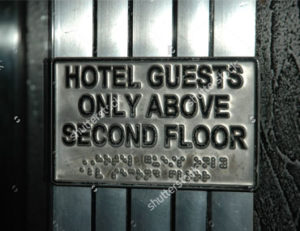 Braille business signage - hotel guests above second floor